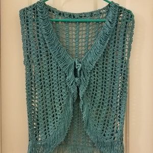 Women's Blue/Turquoise Crochet Sweater Vest